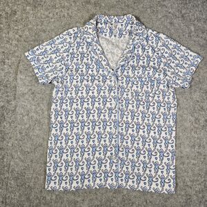 Roller Rabbit Womens Blue Monkey Pattern Pima Cotton Sleep Pajama Top Size M